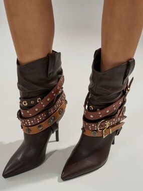 AZALEA WANG BROWN STILETTO BOOTIE - 8